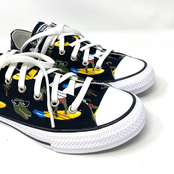 CONVERSE 671293F CTAS OX Croco Furf Black Canvas Unique Women's Low Top Sneakers - Picture 5 of 10